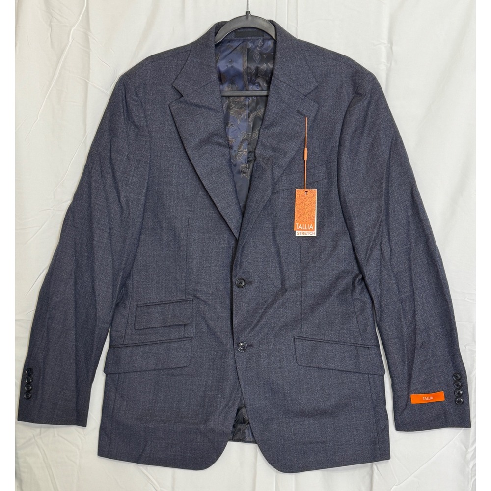 TALLIA Uomo Venezia Navy Blue‎ Wool Blend Stretch Blazer 42 Long